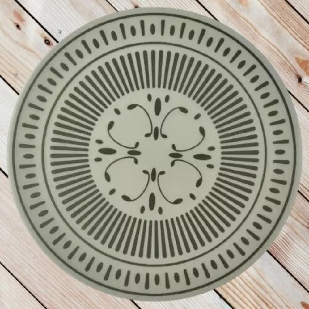 IKEA TUVIRIS Round Placemats Gray Green Geometric Pattern Set of 4